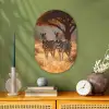 Zebra's - Savannelandschap - Gras Wandcirkel Ovaal Forex klein -sfeer2