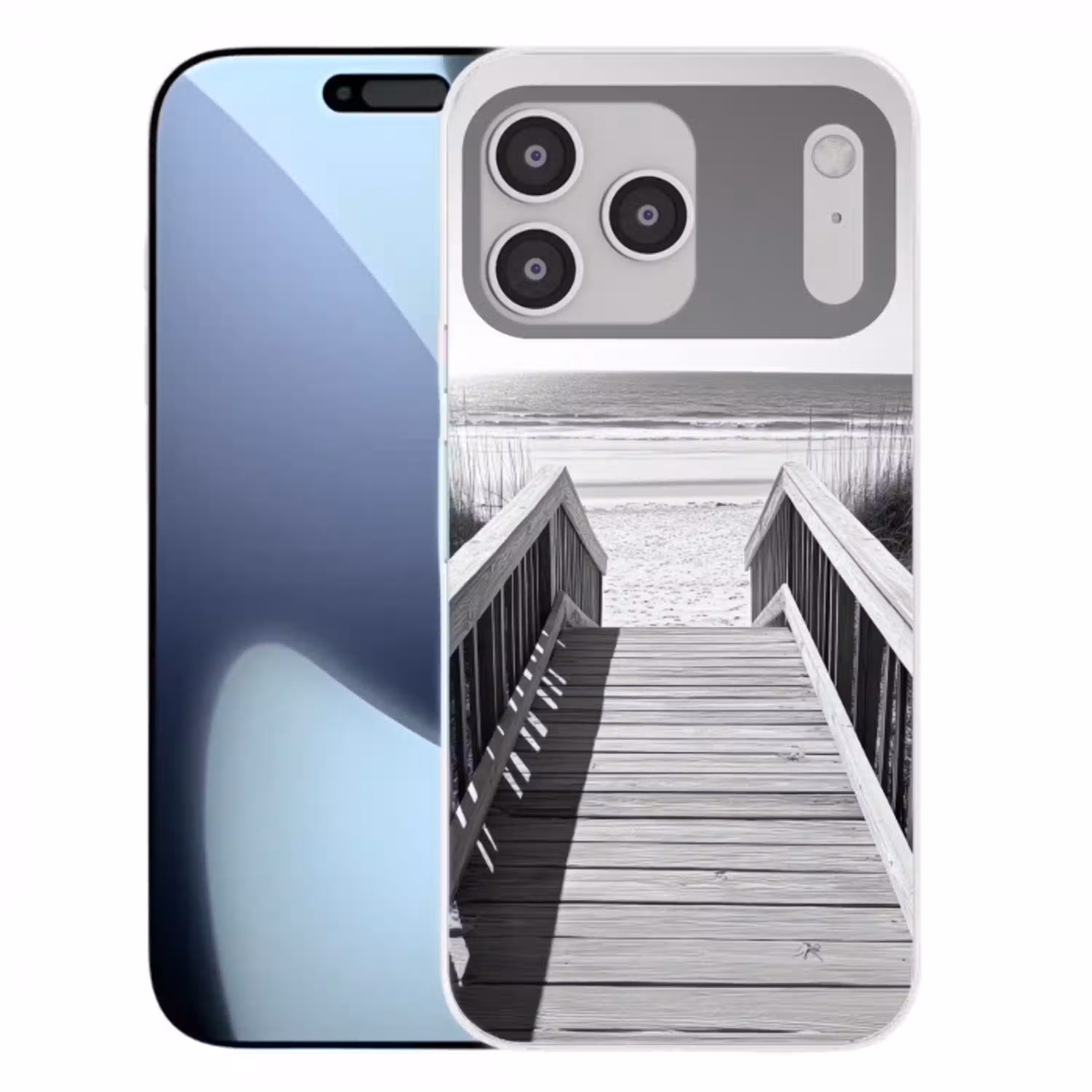 Loopbrug - Hout - Strand - Zee Telefoonhoesje iPhone 17 Pro Max klein -3d