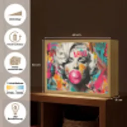 Vrouw - Kauwgom - Graffiti - Neonkleuren Light Box met batterij (Wandlamp) middel -USP_websiteoverzichtDE