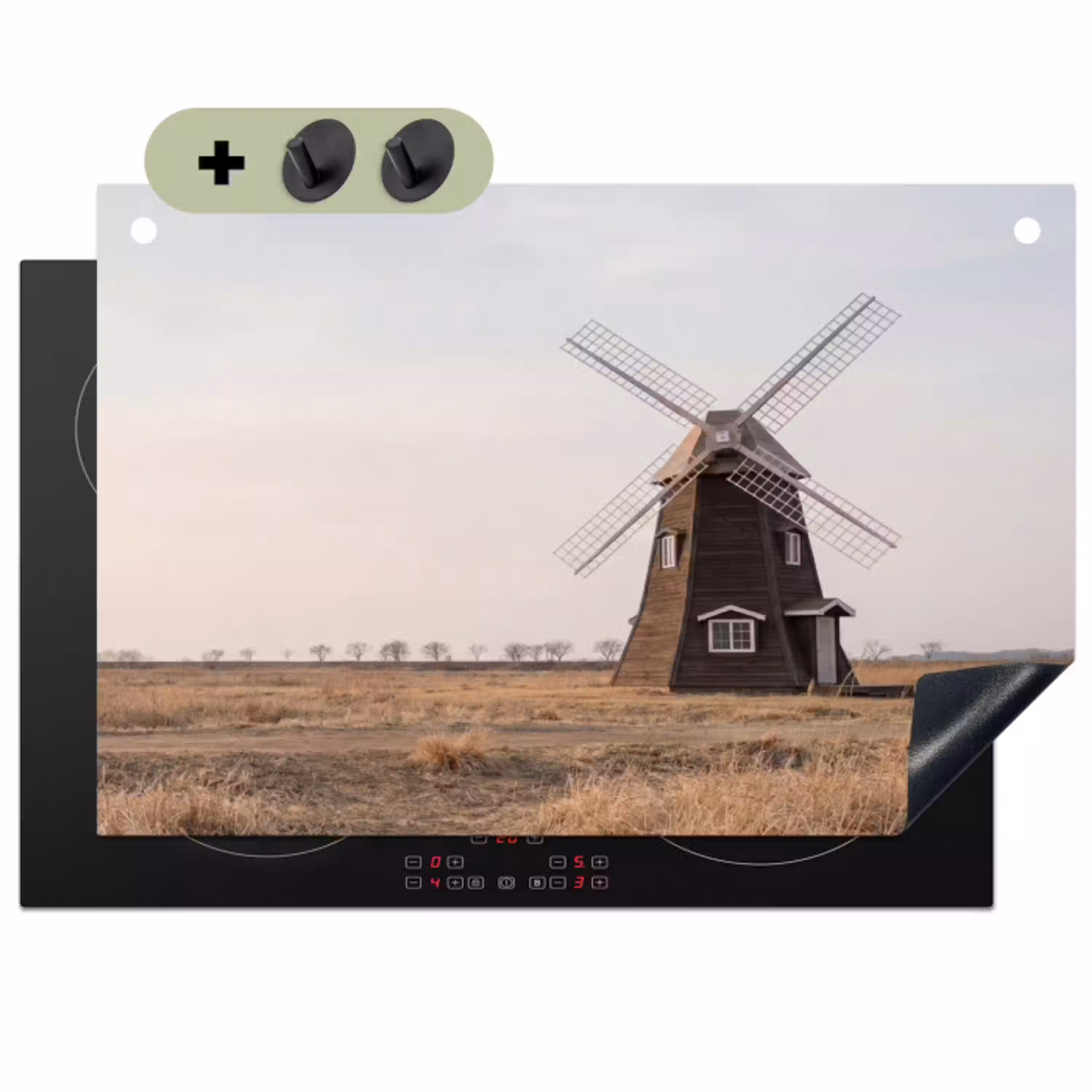 Windmolens - Landschap - Veld Inductie beschemer met haakjes klein -3d