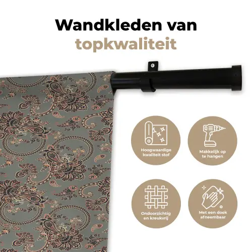 Donker - Bloemen - Sierlijk Wandkleed katoen klein 269 -sfeer2
