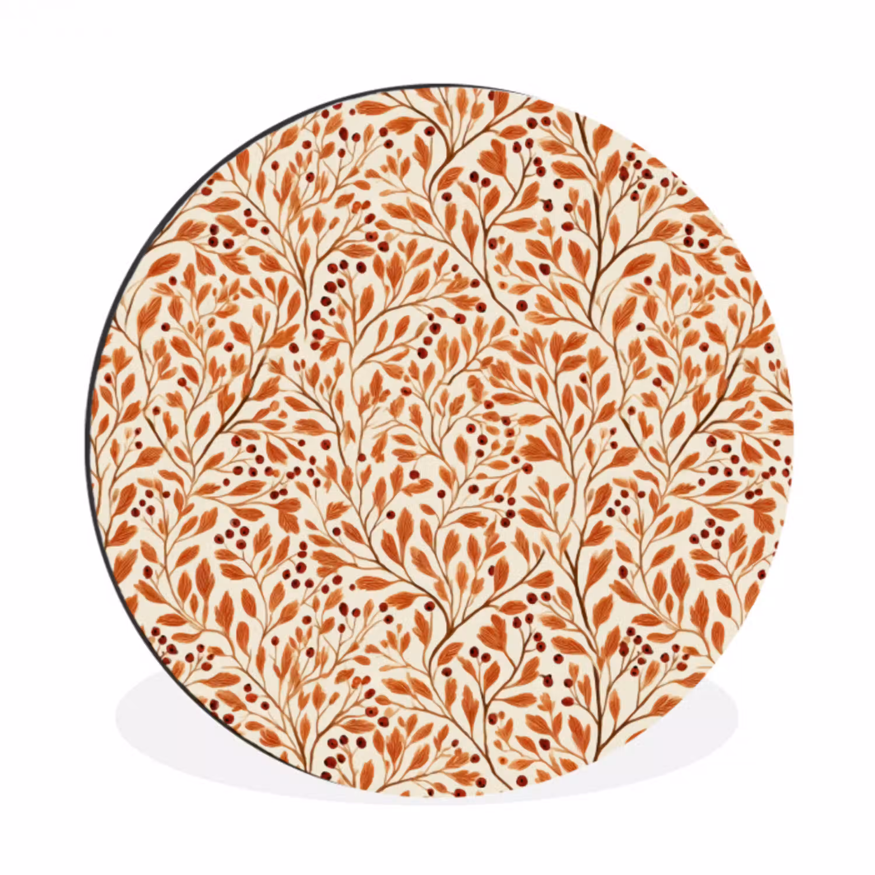 Bladeren - Botanisch  - Terracotta Wandcirkel aluminium klein 190 -3d