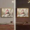 Sneeuwpop - Winter - Sneeuw - Beige Light Box met batterij (Wandlamp) middel -sfeer3