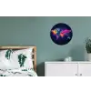 Wereldkaart - Kleurrijk - Graffiti Wandcirkel aluminium klein -slaapkamer