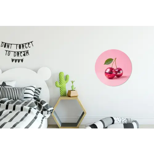 Disco - Kersen - Roze Wandcirkel aluminium klein -kinderkamer