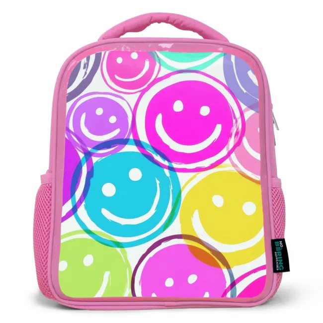 Kleurrijke glimlachexplosie op wit canvas Kinderrugzak - Roze middel -3d