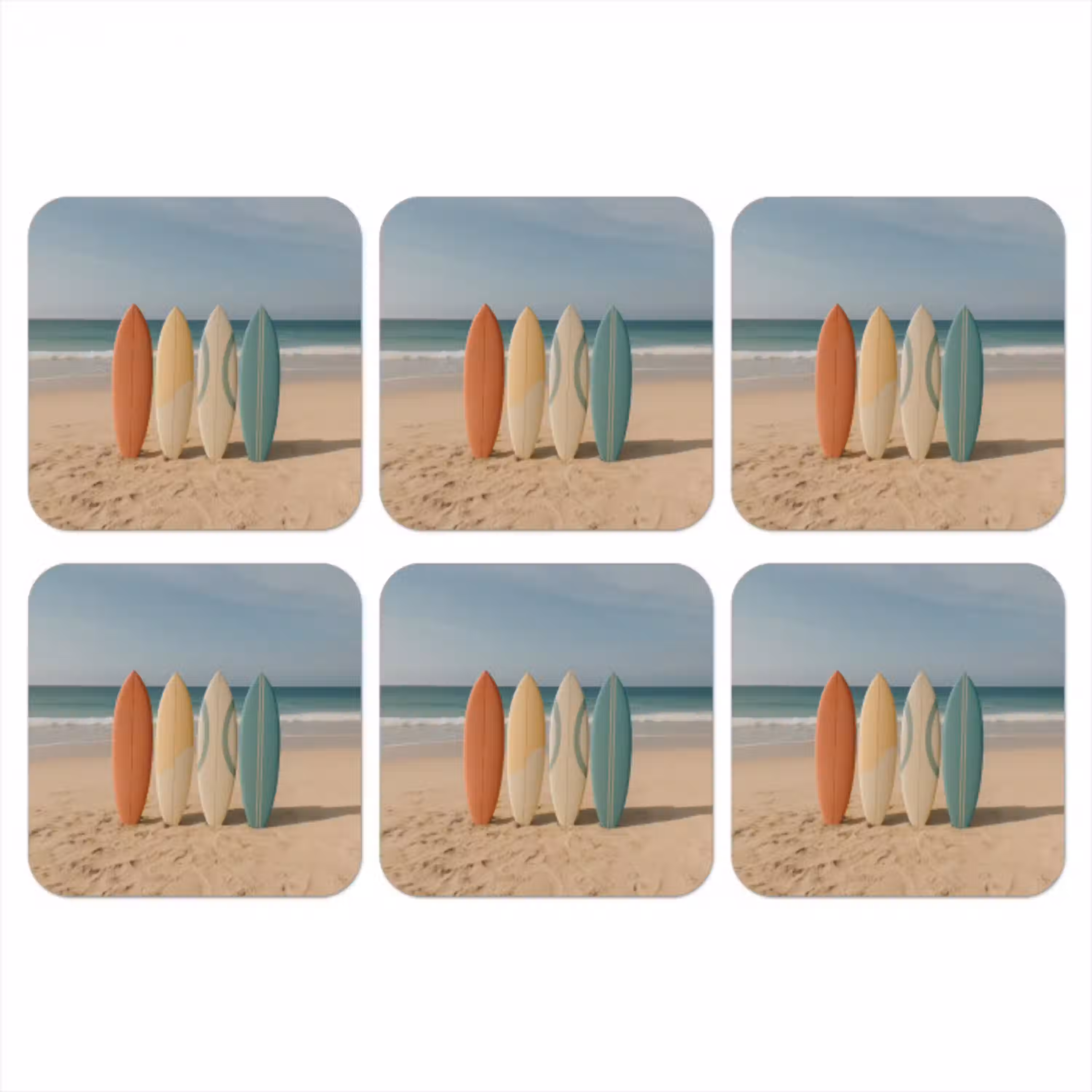 Strand - Surfbord - Pastel onderzetter kurk middel -3d