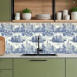 Huizen - Bomen - Water - Vogels - Blauw keuken achterwand 2 middel 871 -sfeer3