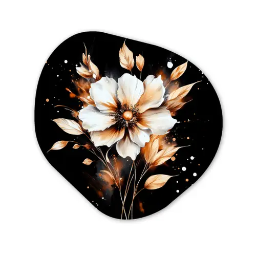Bloem - Verf - Goud - Graffiti - Modern Wandcirkel Organisch Forex 3mm klein -3d