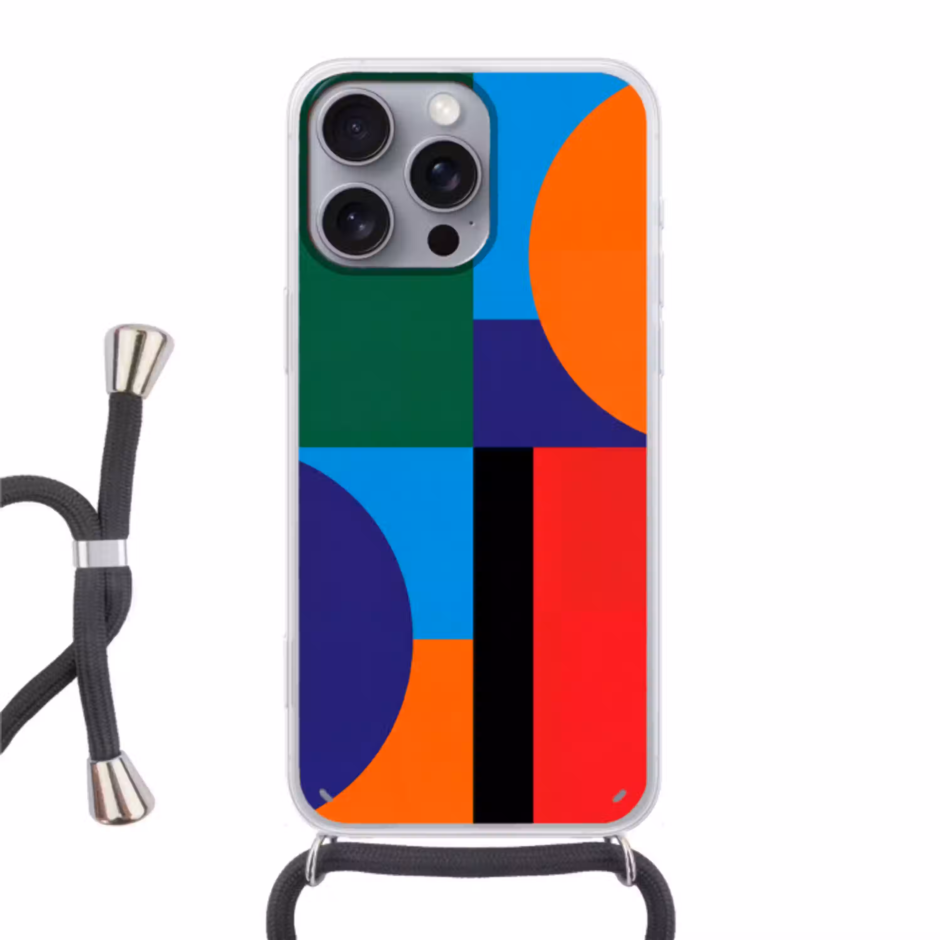 Geometrisch - Abstract - Vormen - Kleurrijk - Modern Hoesje iPhone 16 Pro Max met koord klein -3d