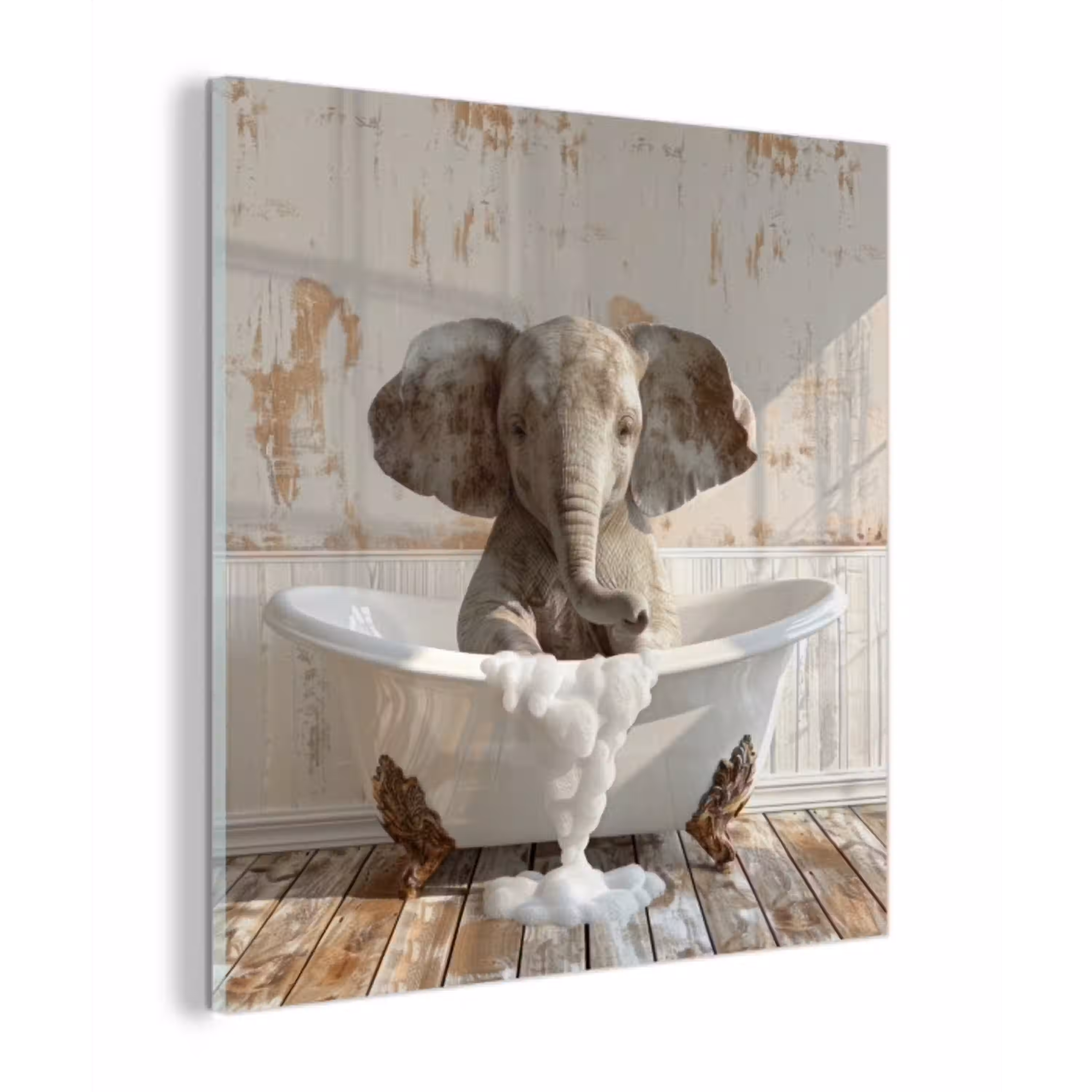 Vintage - Olifant - Badkuip - Schuim - Wilde dieren plexiglas 5mm klein -z3d