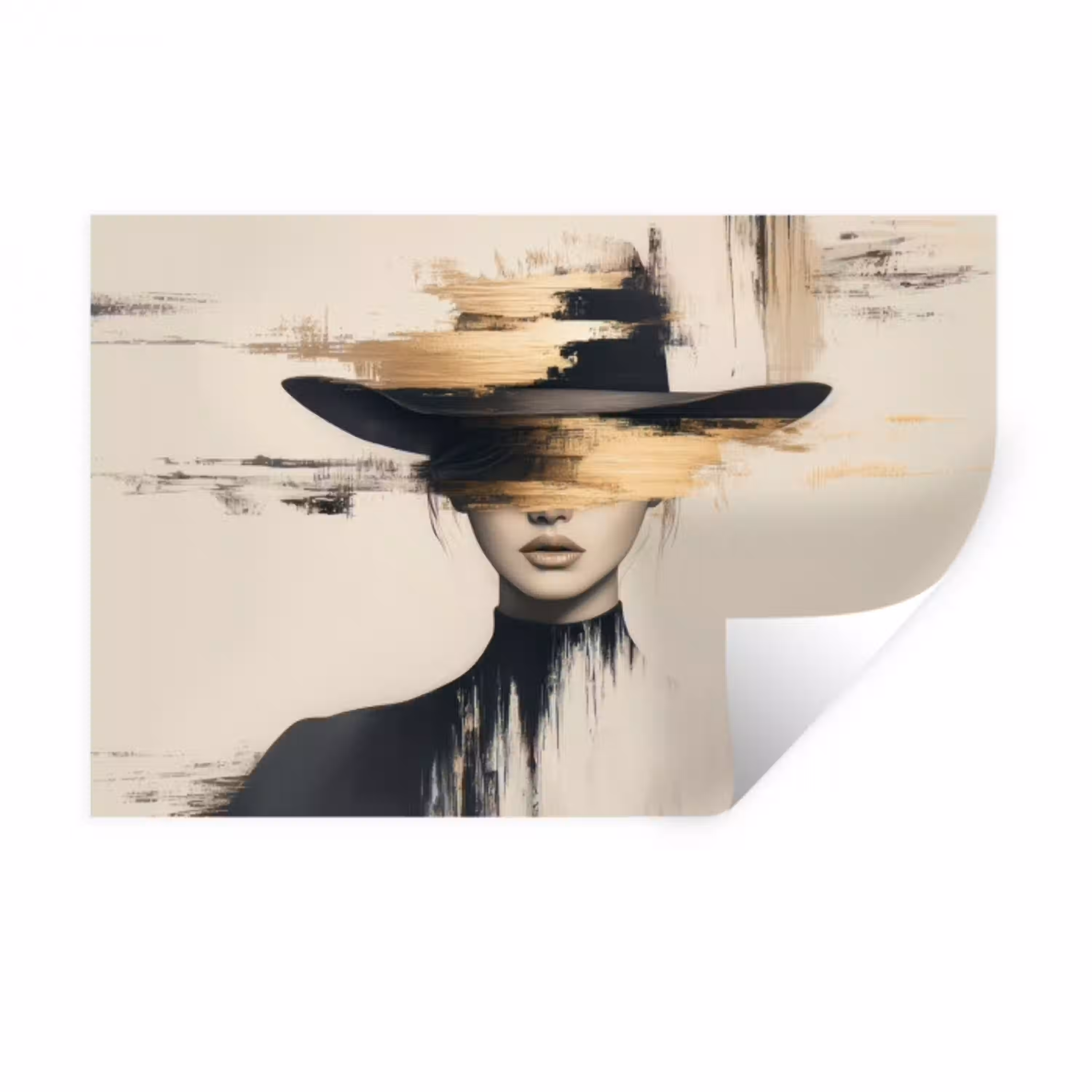 Vrouw - Hoed - Verf Muursticker klein -3d