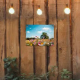 Bloemenweide - Blauw - Lucht - Kleuren tuinposter los doek klein -sfeer1
