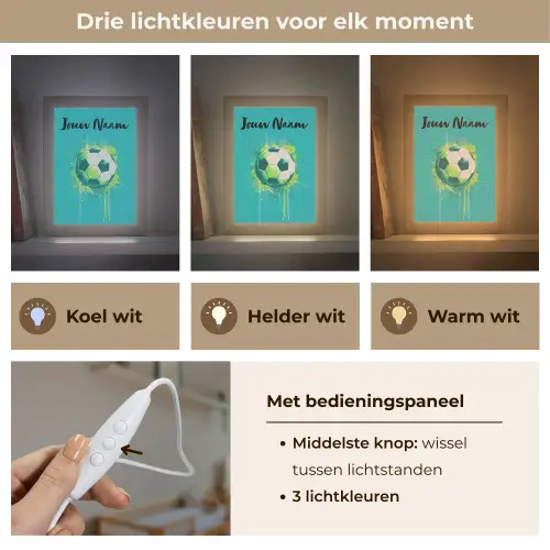 Voetbal - Abstract - Verfspatten - Groen Light Box met kabel (Kinderlampje) klein -USP_lichtkleurNL