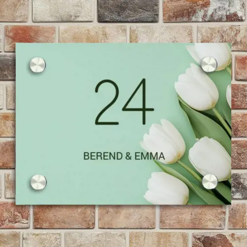 Witte tulpen - Klassiek Naambord Rechthoek middel -sfeer3