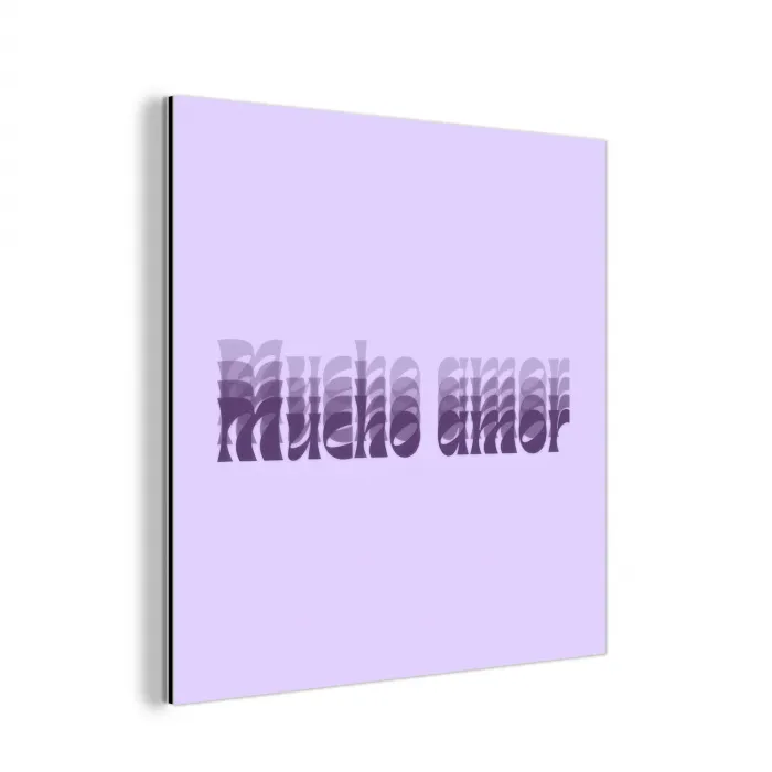 Mucho amor - Paars - Gelaagde letters aluminium wit klein -3d