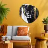 Panter - Zwart - Abstract - Verfstreken Wandcirkel Organisch Aluminium middel -sfeer4
