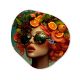 Vrouw - Sinaasappel - Bessen - Oranje Wandcirkel Organisch Aluminium middel -3d