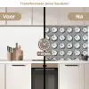 Borden - Bloemen - Blauw - Wit keuken achterwand 2 middel 871 -voor-na2_NL