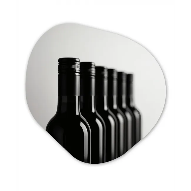 Wijnflessen - Zwart - Minimalistisch Wandcirkel Organisch Forex 3mm klein -3d