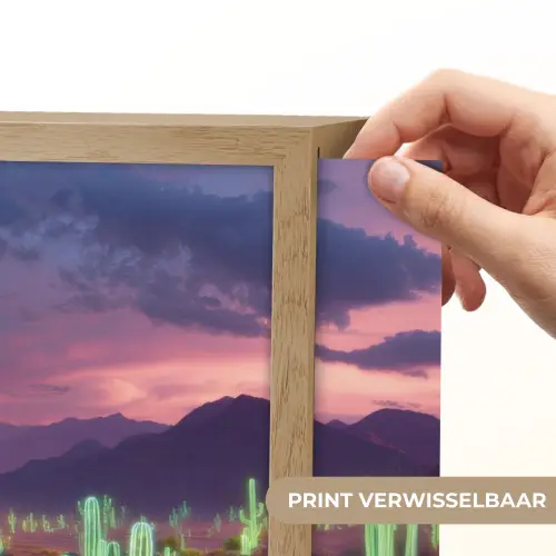 Neon cactussen - Woestijn - Zonsondergang Light Box met batterij (Wandlamp) middel -USP_websiteprintNL