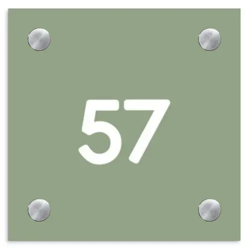 Effen olijfgroen - Traditioneel Naambord Vierkant klein -3d