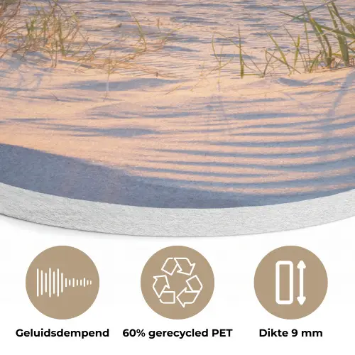 Strand - Zon - Duin - Gras - Zand - Horizon Akoestische PET Vilt - Rond klein -closeup_NL