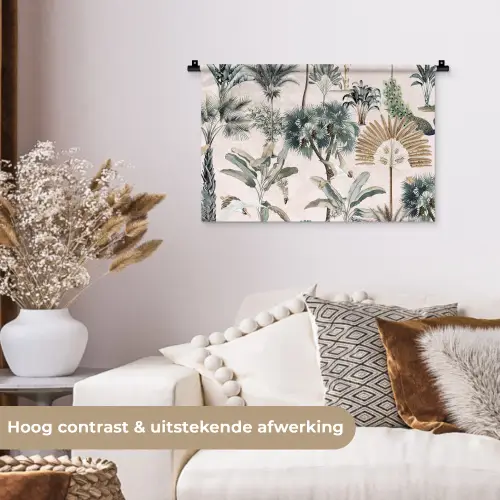 Bladeren - Monstera - Jungle - Tropical Wandkleed katoen klein -sfeer1