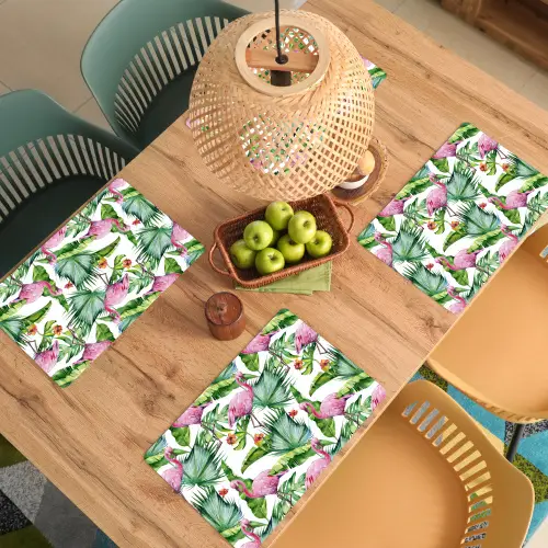 Bladeren - Flamingo - Bloemen - Jungle Placemat vinyl groot -zzsfeer5_Kitchenyeah-website