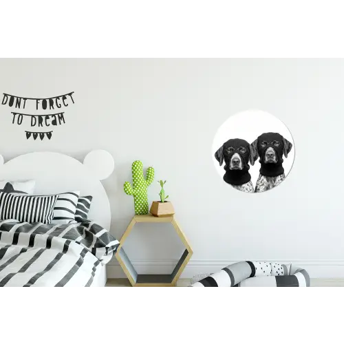Honden - Bivakmuts - Zwart - wit Wandcirkel aluminium klein -kinderkamer