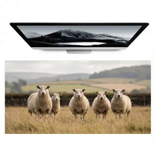 Schapen - Weidenlandschap - Heuvels Muismat XXL klein -zzz3d