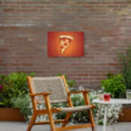 Pizza - Kaas - Rood - Pepperoni Tuinposter op houten frame 2 cm dik klein -sfeer3