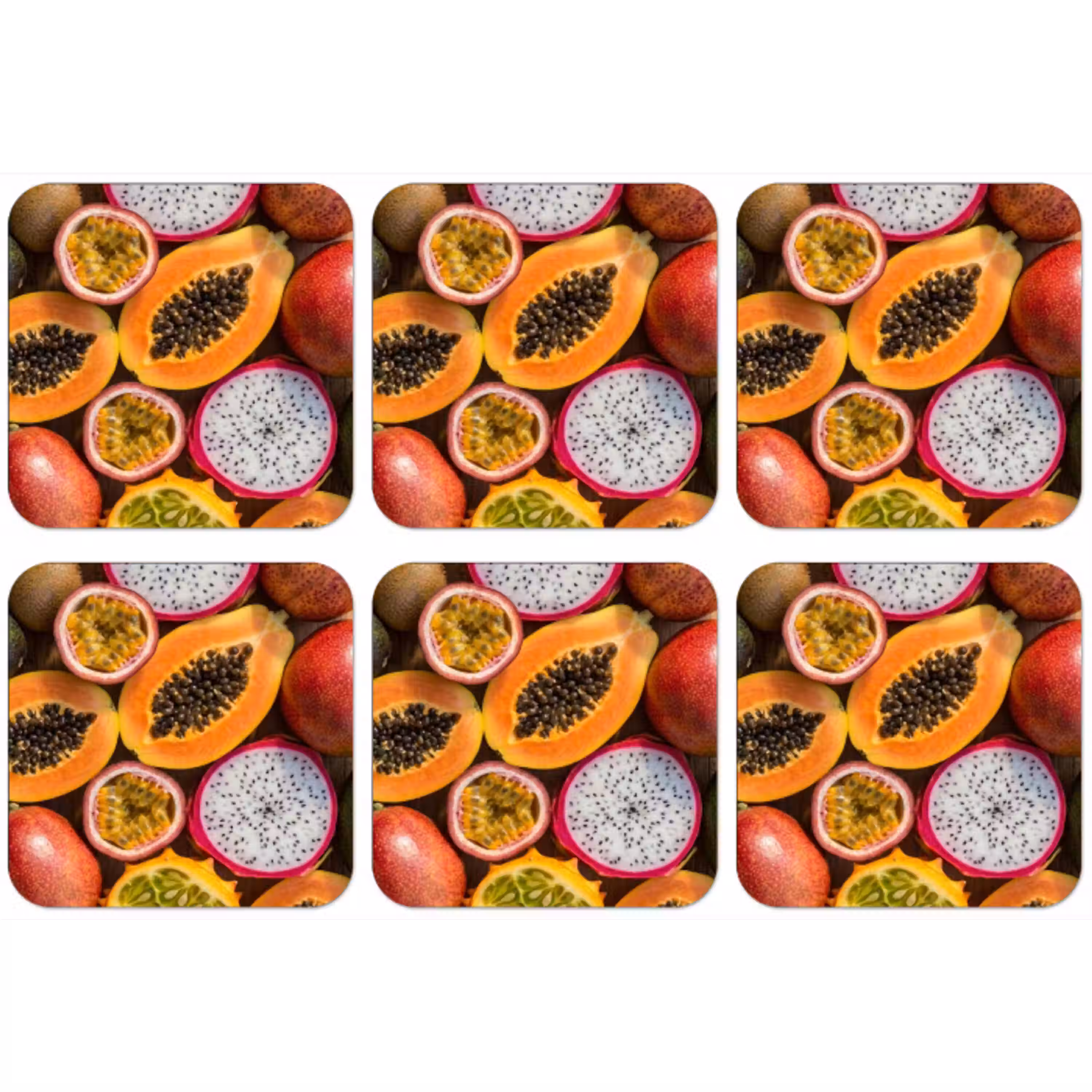 Fruit - Geopend - Tropisch - Eten - Kleurrijk onderzetter kurk middel -zkaufland3dotto