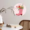 Cowboylaarzen - Roze - Boeket - Bloemen Wandcirkel kunststof plaat 5mm dik klein -sfeer4