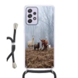 Boerderijdieren - Groep - Mist - Natuur - Rustiek Hoesje Samsung Galaxy A52 5G met koord klein -3d