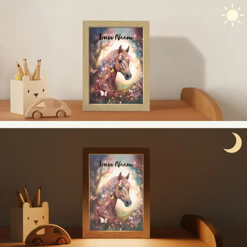 Paard - Natuur - Bloemen - Vlinders - Bos Light Box met kabel (Kinderlampje) klein -sfeer3_kind