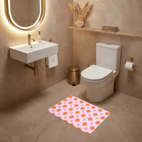 Zon - Patroon - Roze WCmat klein 1009 -sfeer3