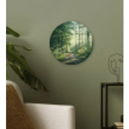 Bos - Pad - Zon - Bomen - Groen - Natuur Wandcirkel kunststof plaat 5mm dik klein -sfeer3