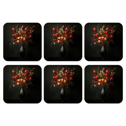 Bloemen - Takken - Boeket onderzetter kurk middel -3d
