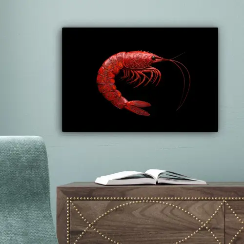 Garnaal - Rood - Dieren canvas 2cm klein -sfeer4