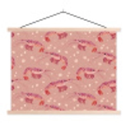Garnalen - Stippen - Roze textielposter latten blank klein 122 -3d