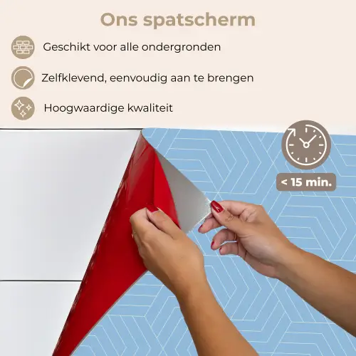 Blauw - Wit - Lijnen - Patroon keuken achterwand spatscherm klein 900 -spatscherm_NL