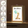 Giraf - Baby - Dieren - Blauwe ballon Light Box met kabel (Kinderlampje) klein -USP_NL