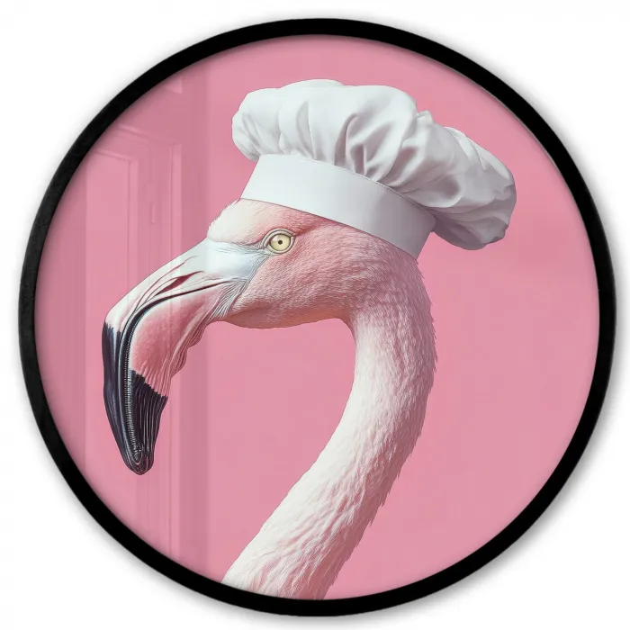 Flamingo - Roze - Koksmuts - Vogel Fotolijst rond zonder passe partout klein -3d