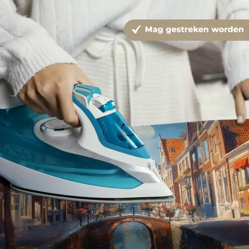 Stad - Gracht - Zon - Fietsen Wandkleed katoen klein -sfeer9