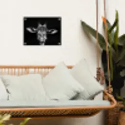 Giraffe - Portret - Dieren - Zwart - Wit tuinposter los doek klein -sfeer7