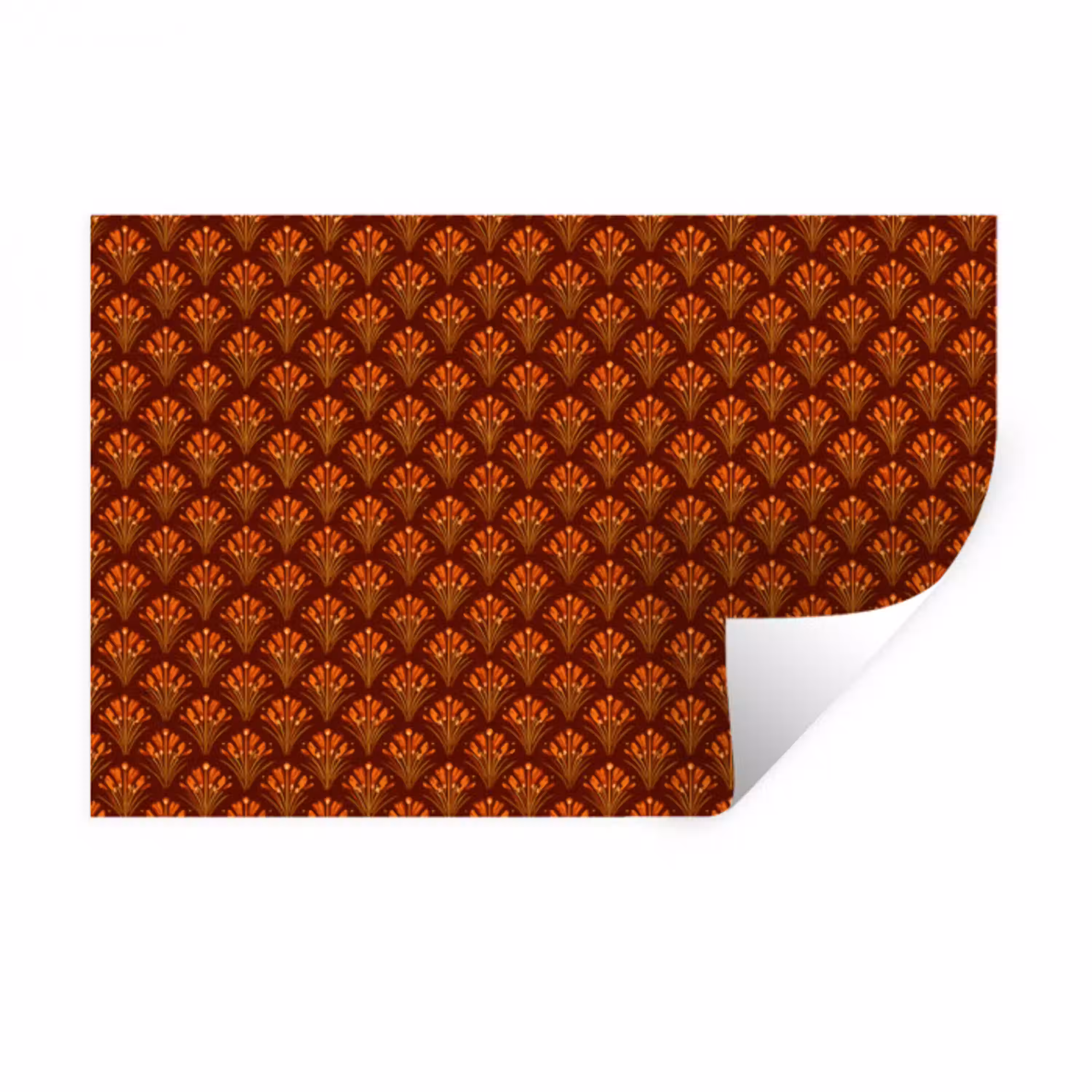 Waaiers - Art Deco - Botanisch - Roestbruin - Oranje Muursticker klein 286 -3d