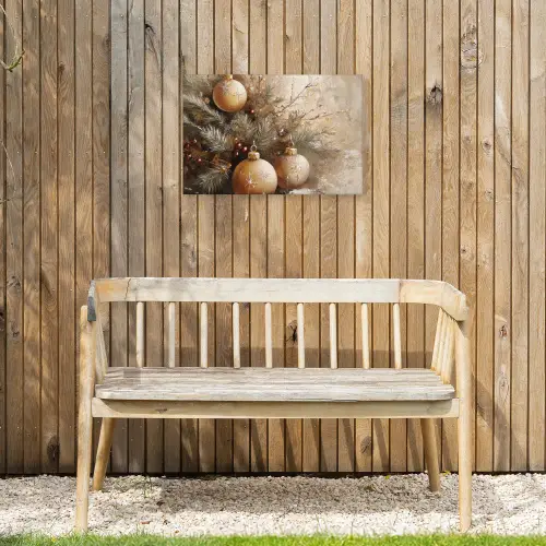 Kerst - Kerstballen - Beige - Goud Tuinposter op houten frame 2 cm dik klein -sfeer4