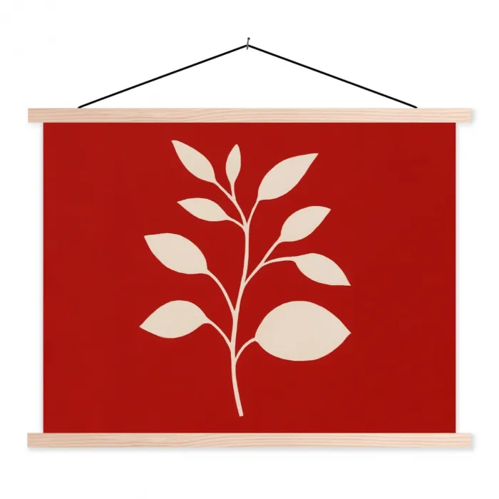Silhouet - Bladeren - Tak textielposter latten blank klein -3d