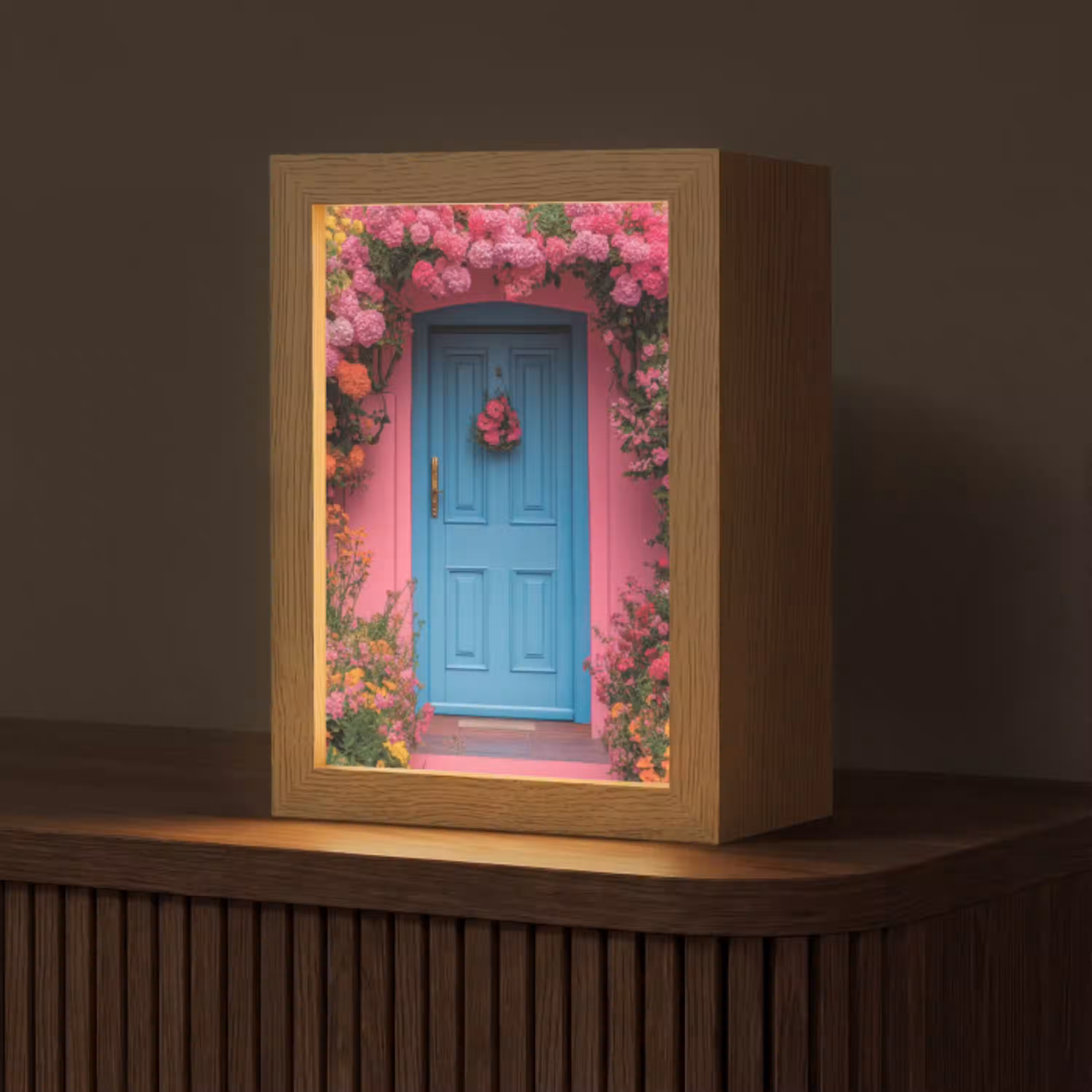 Bloemen - Deur - Roze Light Box met kabel (Tafellamp) klein -z3d_website